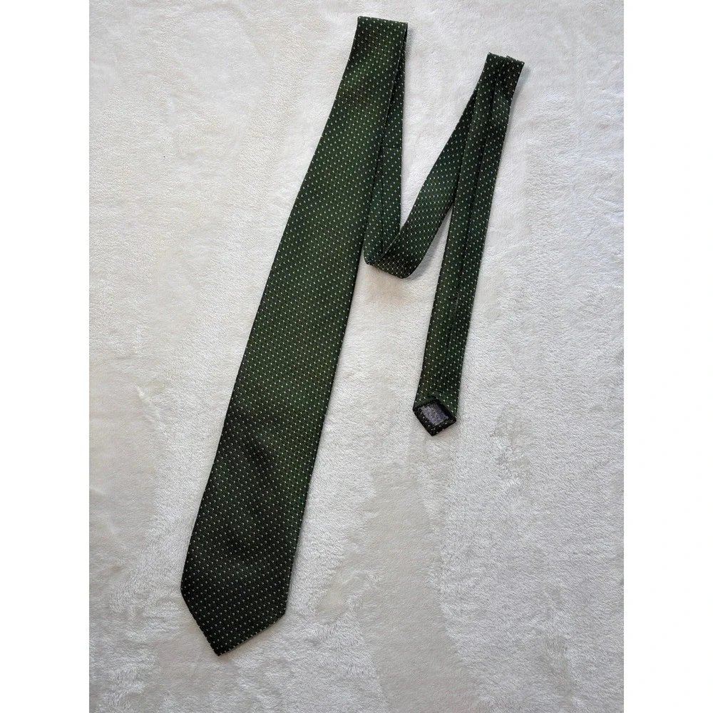 90's Vintage Hugo Boss Green Geometric Silk Necktie Mens One Size Excellent